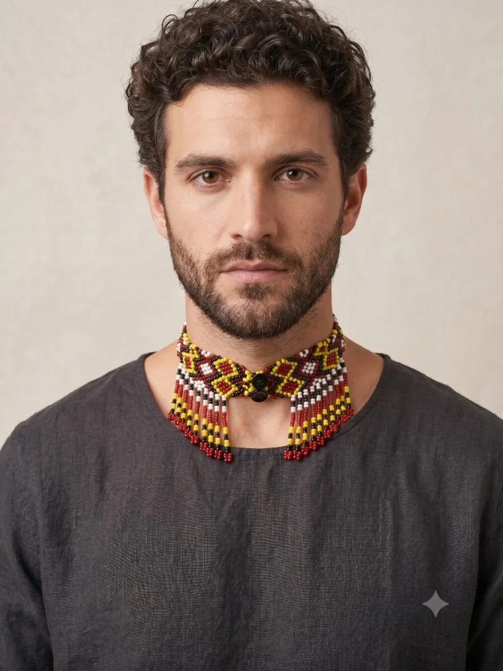 Handmade Filipino choker with fringe and beads